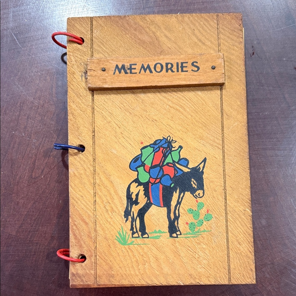 VINTAGE Rustic Wooden Journal with Donkey Design